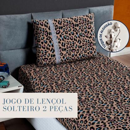 Imagem de Lençol Solteiro Estampado Elástico 100% Algodão Varias Cores