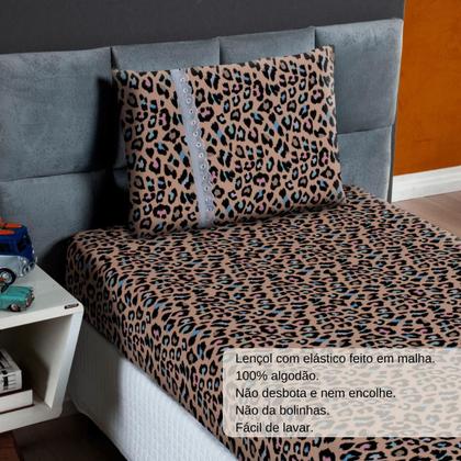 Imagem de Lençol Solteiro Estampado Elástico 100% Algodão Varias Cores