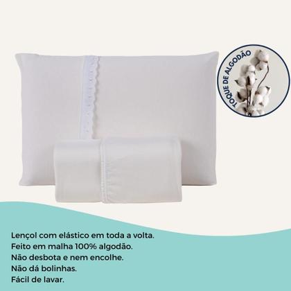 Imagem de Lençol Solteiro Liso Elástico 100% Algodão Varias Cores