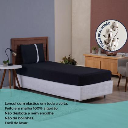 Imagem de Lençol Solteiro Liso Elástico 100% Algodão Varias Cores