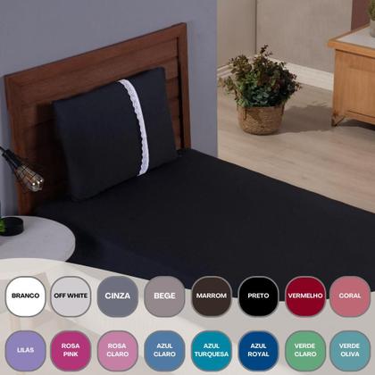 Imagem de Lençol Solteiro Liso Elástico 100% Algodão Varias Cores