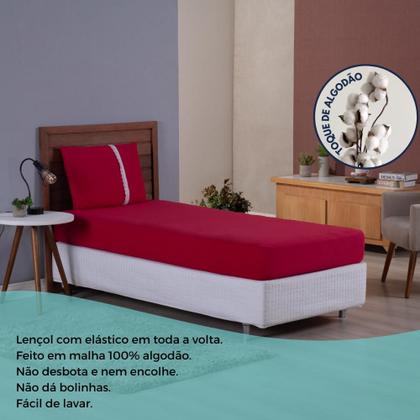 Imagem de Lençol Solteiro Liso Elástico 100% Algodão Varias Cores