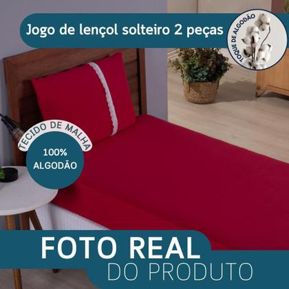 Imagem de Lençol Solteiro Liso Elástico 100% Algodão Varias Cores
