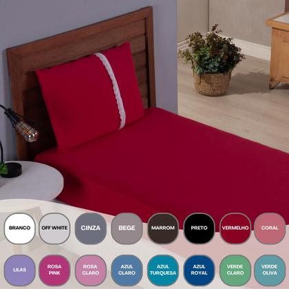Imagem de Lençol Solteiro Liso Elástico 100% Algodão Varias Cores