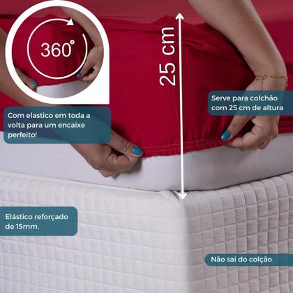 Imagem de Lençol Solteiro Liso Elástico 100% Algodão Varias Cores