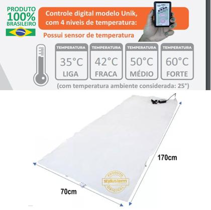 Imagem de Lençol Térmico Impermeável Elétrico Para Cama Solteiro Maca Massagem 170x70cm Branco Unik Bivolt - Styllus