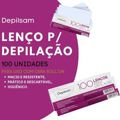 Imagem de Lenços para Depilação Uso com Cera RollOn Depilsan 100 Unidades