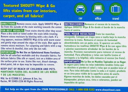 Imagem de Lenços Removedores de Manchas Shout Wipe & Go 24 Unidades