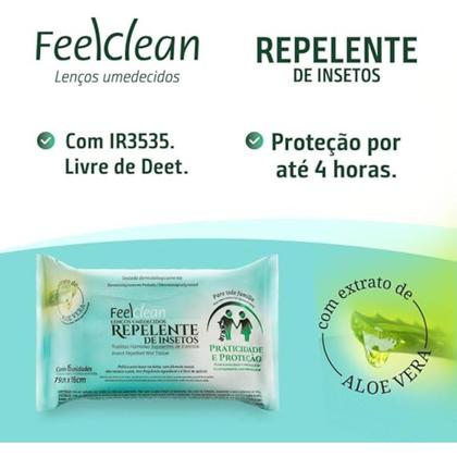 Imagem de Lenços Umedecidos Feelclean Com Repelente De Insetos Com 16 Unidades Na embalagem