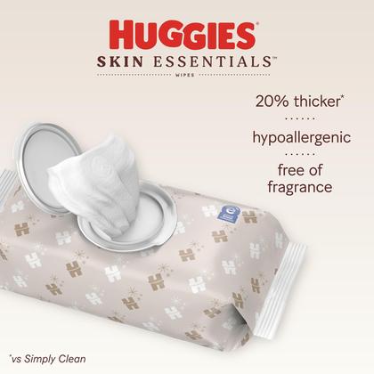 Imagem de Lenços umedecidos para bebês Huggies Skin Essentials 99% água (336 unidades)