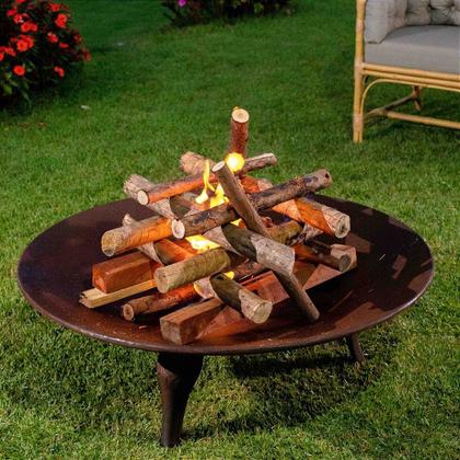 Imagem de Lenheiro Lareira a Lenha de Ferro Fundido Cor Preta e Envelhecido para Área Externa