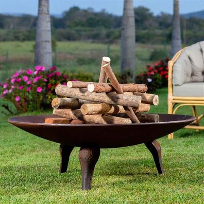 Imagem de Lenheiro Lareira a Lenha de Ferro Fundido Cor Preta e Envelhecido para Área Externa