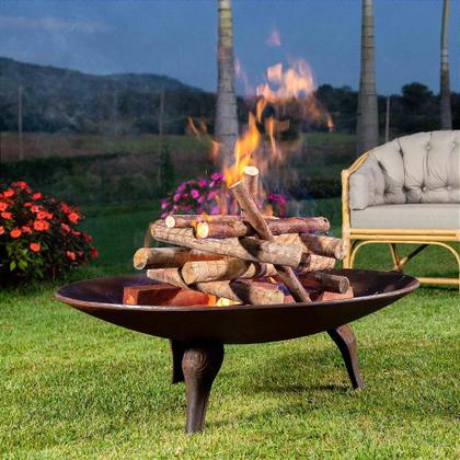 Imagem de Lenheiro Lareira a Lenha de Ferro Fundido Cor Preta e Envelhecido para Área Externa