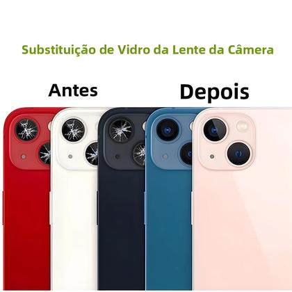 Imagem de Lente De Câmera Traseira Para iPhone 13 14 15 16 pro MAX MINI Com Adesivo Para Substituição