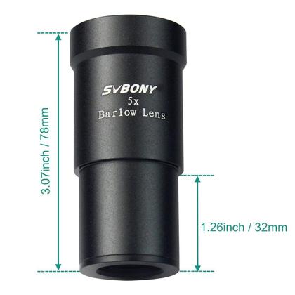 Imagem de Lente telescópica Barlow SVBONY 5X com ampliação de 1,25"