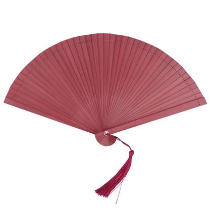 Imagem de Leque De Bambu Pequeno Dobrável Estilo Chinês Clássico Simples Com Franjas Para Apresentações De