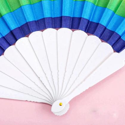 Imagem de Leque De Mão Arco Íris Colorido Festa Grande 44x23cm Aberto