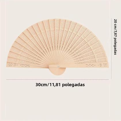 Imagem de Leque De Mão Dobrável De Madeira Elegante Para Casamentos E Apresentações - Leque Decorativo