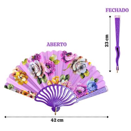 Imagem de Leque de plástico e tecido 42x23cm
