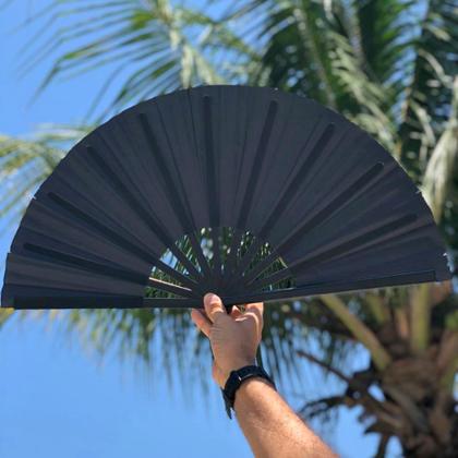 Imagem de Leque Grande Luxo Dança Culto Kung Fu Taí Chi Chuan Liso Performance