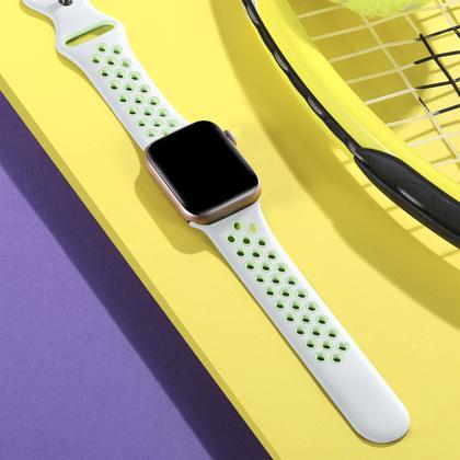 Imagem de Lerobo Pulseira Esportiva de Silicone para Apple Watch, 38-49mm (branco e Verde)