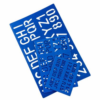 Imagem de Letra Número Vazado Kit Régua Normógrafo Material Escolar Cor: Azul Acrinil