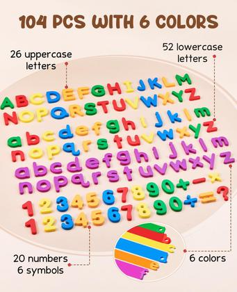 Imagem de Letras magnéticas, números, alfabeto, ímãs de geladeira, conjunto de brinquedos