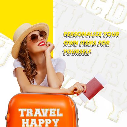 Imagem de Letter Patches Yilloog 104 unidades autoadesivas em chenille branco