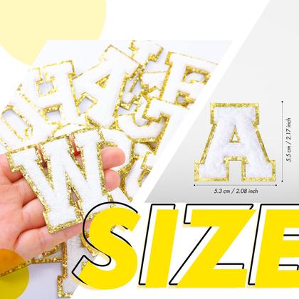 Imagem de Letter Patches Yilloog 104 unidades autoadesivas em chenille branco
