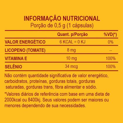 Imagem de Licopeno + Selênio Vitamina E Suplemento Natural Extrato Seco Frascos 60 Cápsulas Natunéctar Original Loja 500mg