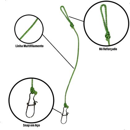 Imagem de Líder Para Pesca de Traíra Multifilamento Com Snap Kit 4pçs