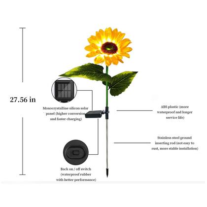 Imagem de Lightoos solares de girassol ao ar livre, pacote com 2 luzes solares de jardim, luzes de flores solares impermeáveis para jardim, caminhos, quintal, pátio, quintal decorativo