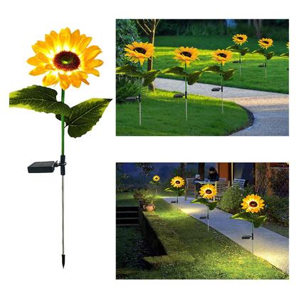 Imagem de Lightoos solares de girassol ao ar livre, pacote com 2 luzes solares de jardim, luzes de flores solares impermeáveis para jardim, caminhos, quintal, pátio, quintal decorativo