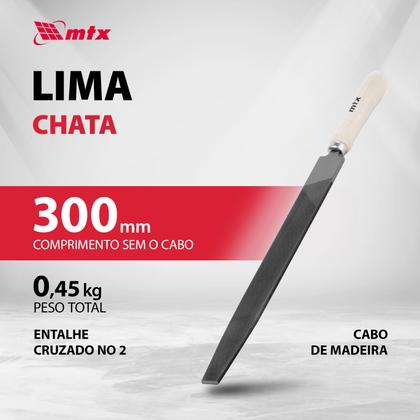 Imagem de Lima chata murca, 12pol., cabo de madeira, 300mm, 1pc // mtx