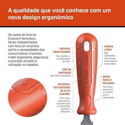 Imagem de Lima Meia Cana Murça 6 POL com Cabo 04861BC NICHOLSON