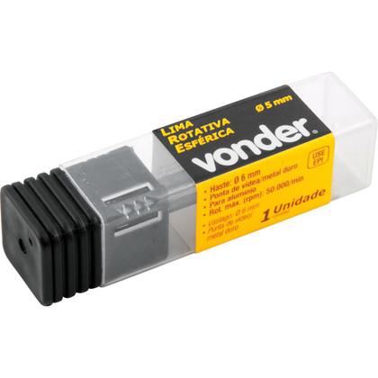 Imagem de Lima Rotativa Esférica p/ Alumínio 5 mm c/ Haste 6 mm Vonder