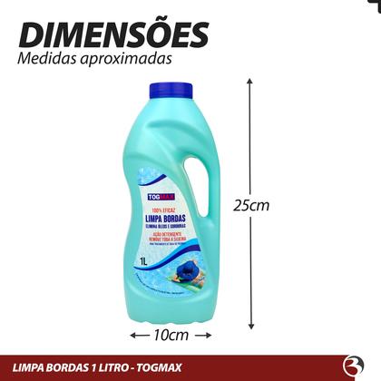 Imagem de Limpa Bordas Removedor de Gorduras de Piscinas Fibra Vinil Azulejo 1 Litro Togmax