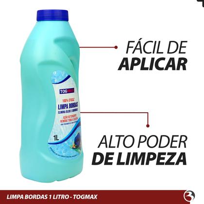 Imagem de Limpa Bordas Removedor de Gorduras de Piscinas Fibra Vinil Azulejo 1 Litro Togmax