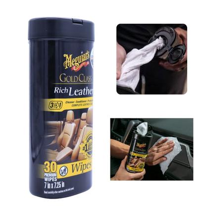 Imagem de Limpa couro 25 lenços gold class rich leather wipes meguiars