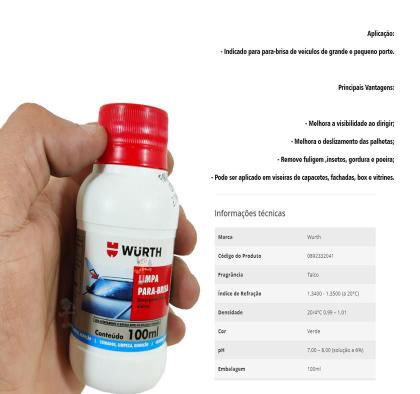 Imagem de Limpa parabrisa wurth liquido produto p/ limpar para brisa de carro Maxima Visibilidade e limpeza