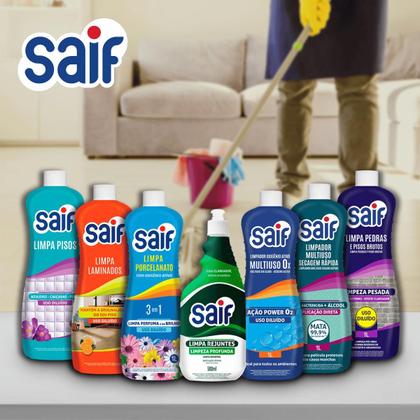 Imagem de Limpa Rejuntes Com Bico Aplicador Saif 500Ml, Limpador De Rejuntes De Pisos, Verde, Efeito Clareador Que Remove Encardid