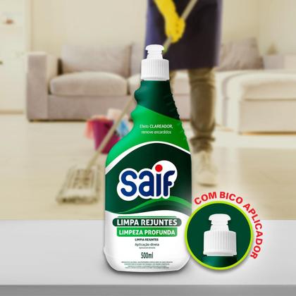 Imagem de Limpa Rejuntes Com Bico Aplicador Saif 500Ml, Limpador De Rejuntes De Pisos, Verde, Efeito Clareador Que Remove Encardid