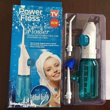 Imagem de Limpador Bucal Manual Irrigador Oral a Jato Dental Limpeza Profunda Dentes Gengivas Refresca o Hálito Higiênico Portátil 2 em 1 Higiene Nasal Segura