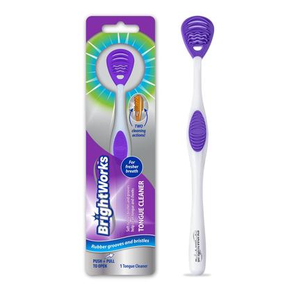 Imagem de Limpador de língua BrightWorks, pacote com 3, com raspador suave de bochechas