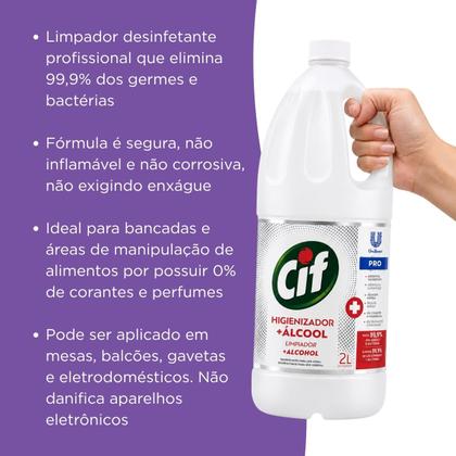 Imagem de Limpador Higienizador + Álcool Sem Cheiro CIF Pro 2 Litros