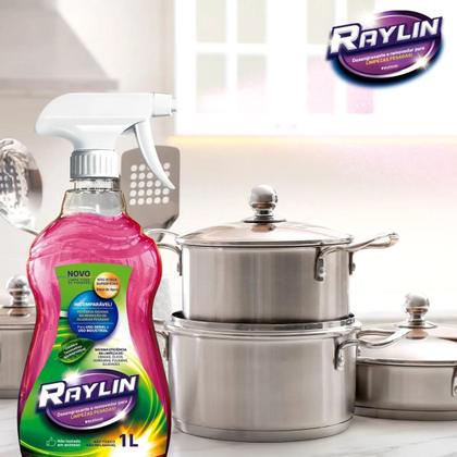 Imagem de Limpador Multiuso Raylin 1 Litro Desengordurante Limpeza Pesada
