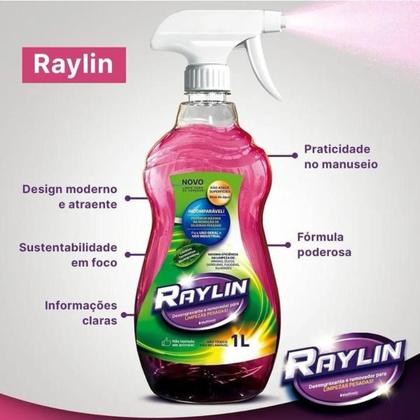 Imagem de Limpador Multiuso Raylin 1 Litro Desengordurante Limpeza Pesada