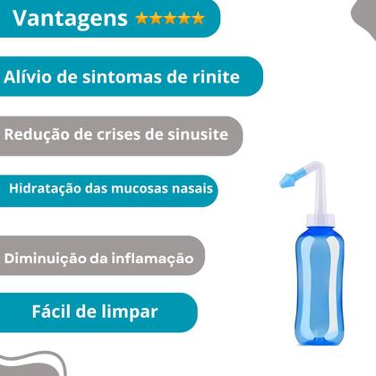 Imagem de Limpador Nasal Com Ducha 300ml - Solução Ideal Para Rinite e Sinusite