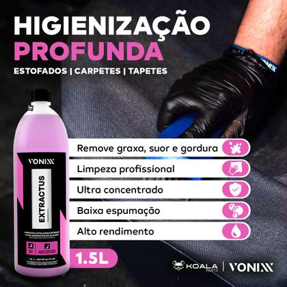 Imagem de Limpador Ultra Concentrado Extractus 1,5L Estofado Banco Carpete Sofá Tecido Colchão Vonixx