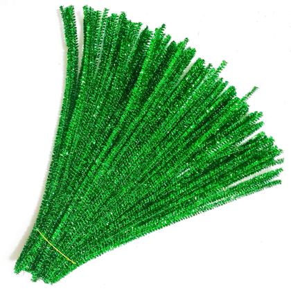 Imagem de Limpadores de cachimbo Carykon Glitter Tinsel 30 cm 200 unidades verdes